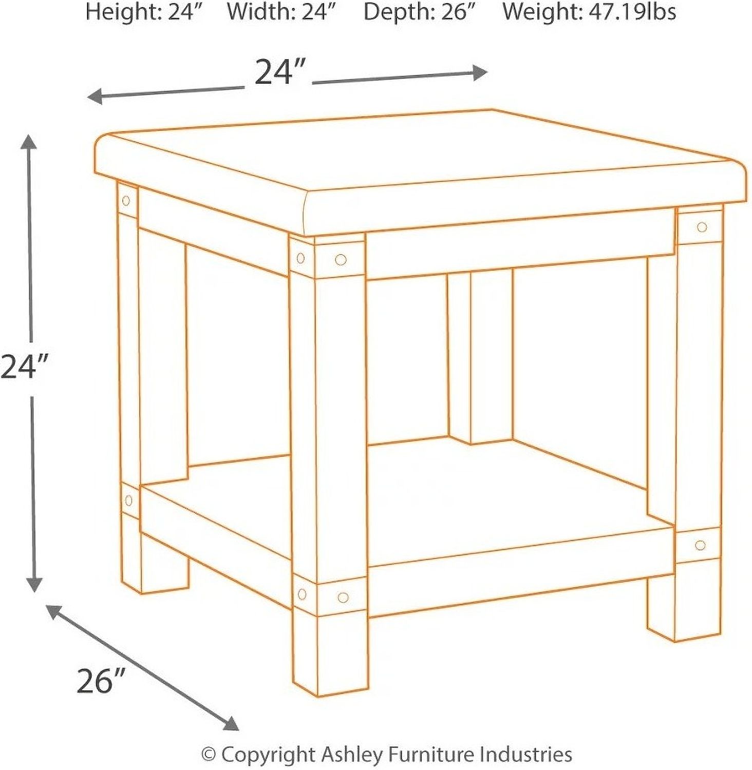 Carynhurst White Rectangular End Table T7573