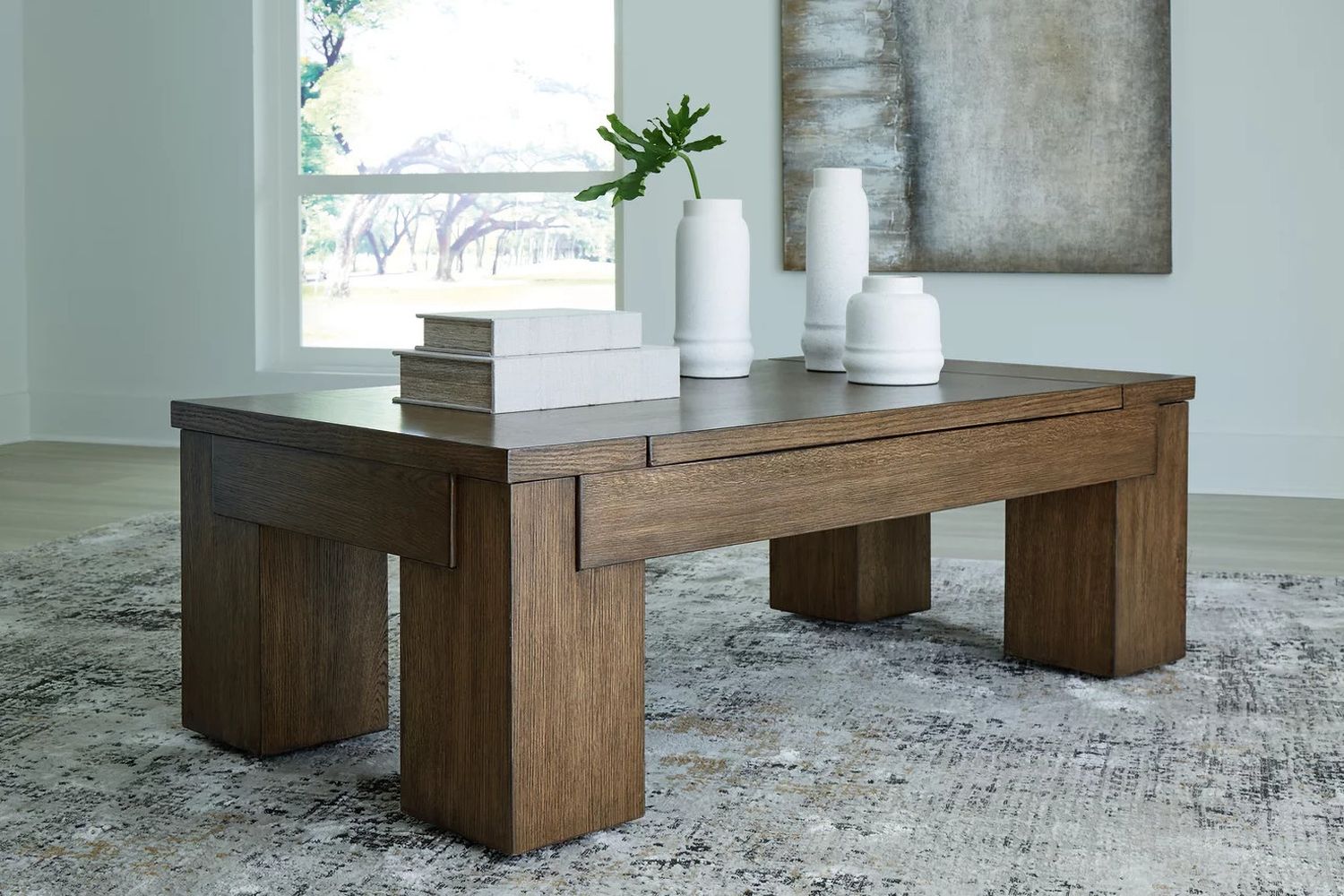 Rosswain Lift-Top Coffee Table In Warm Brown T7639