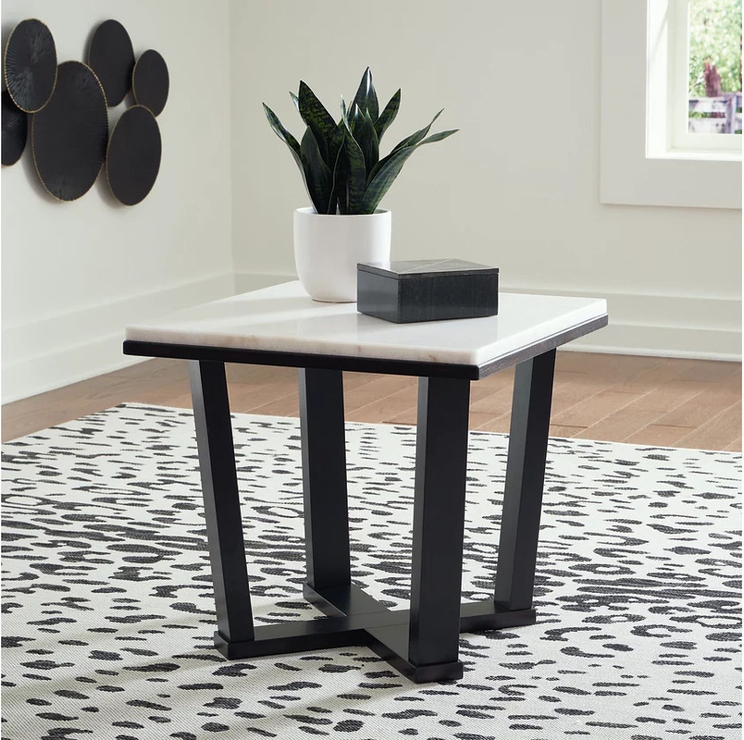 Fostead White And Espresso Square End Table T7702