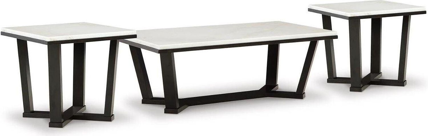 Fostead Occasional Table Set In White and Espresso T770T1