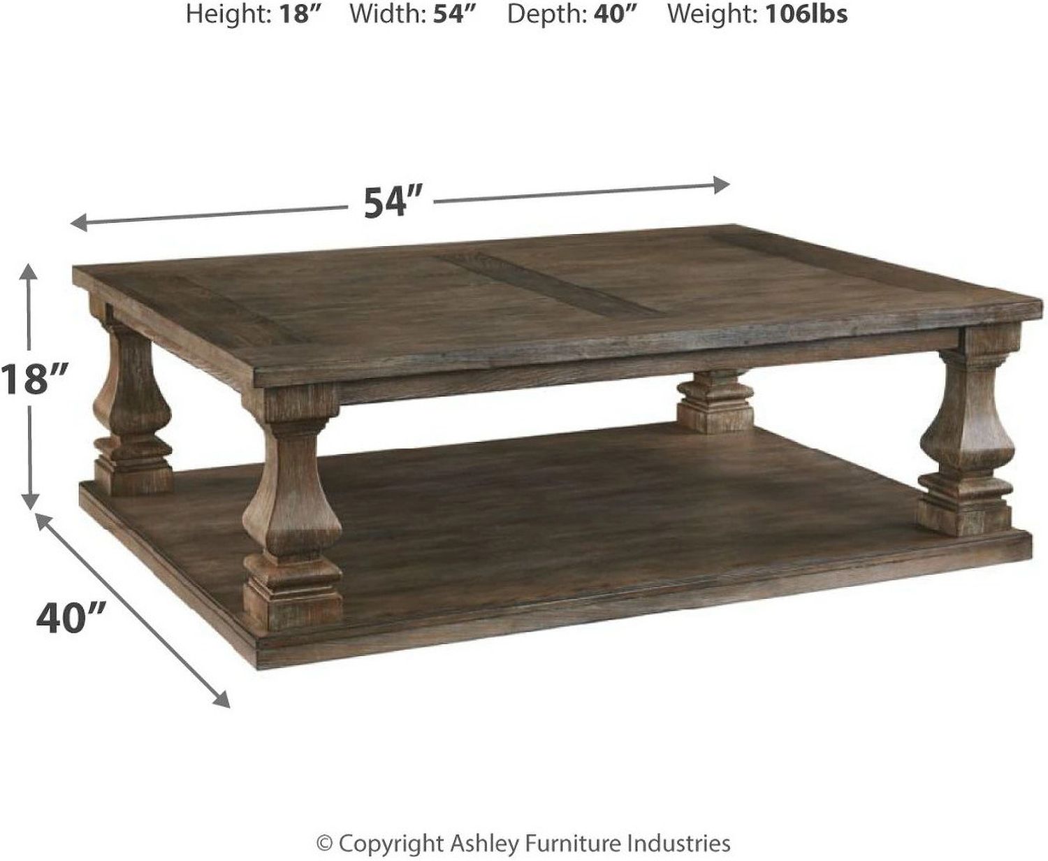 Johnelle Gray Rectangular Cocktail Table T7761
