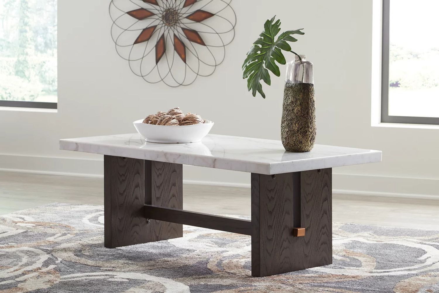 Burkhaus White And Dark Brown Rectangular Cocktail Table T7791