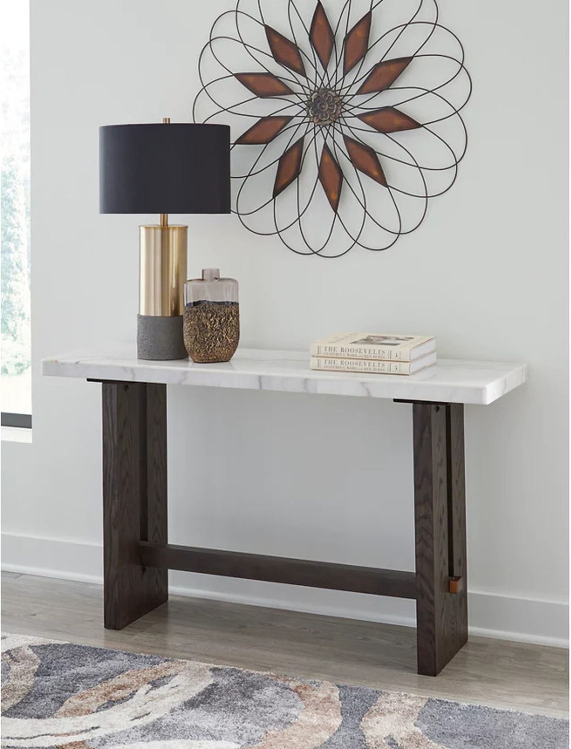 Burkhaus White And Dark Brown Sofa Table T7794