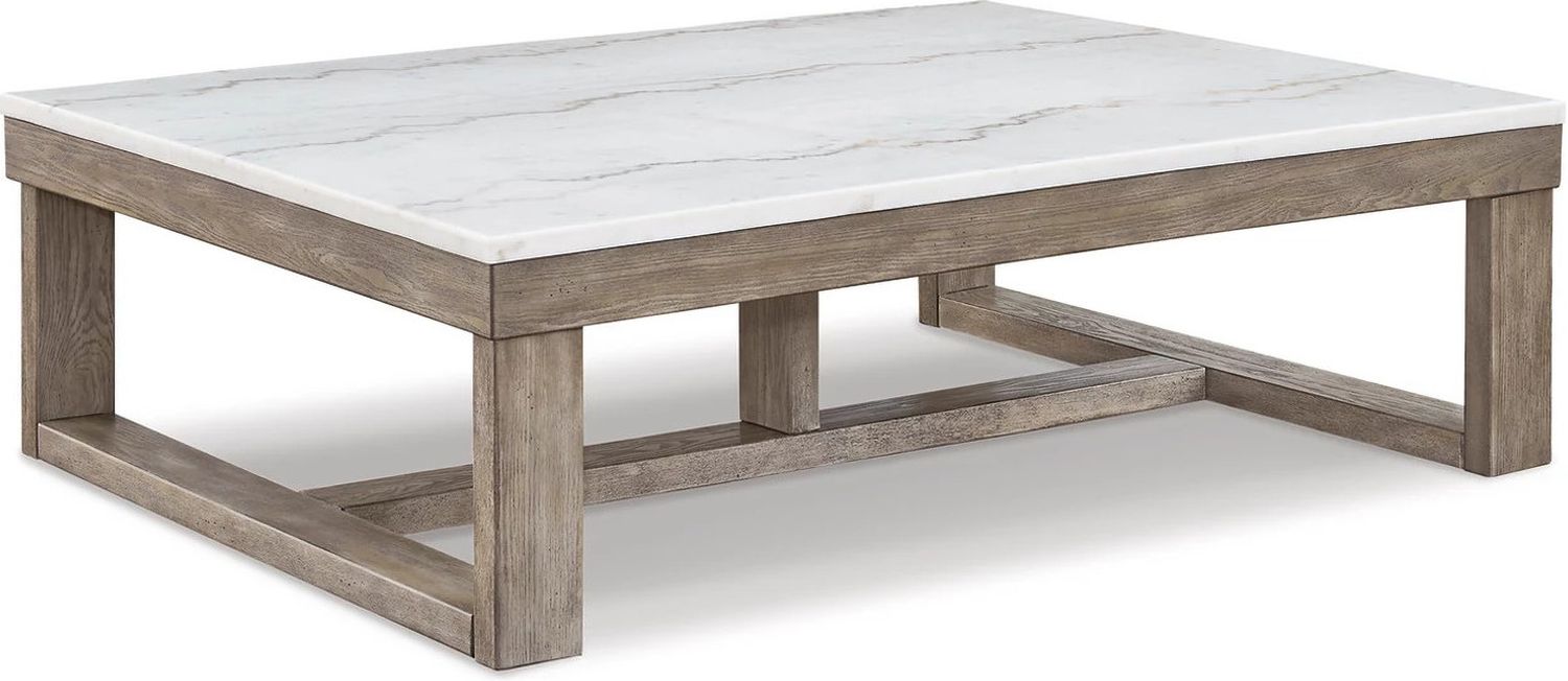 Loyaska Brown And Ivory Rectangular Cocktail Table T7891