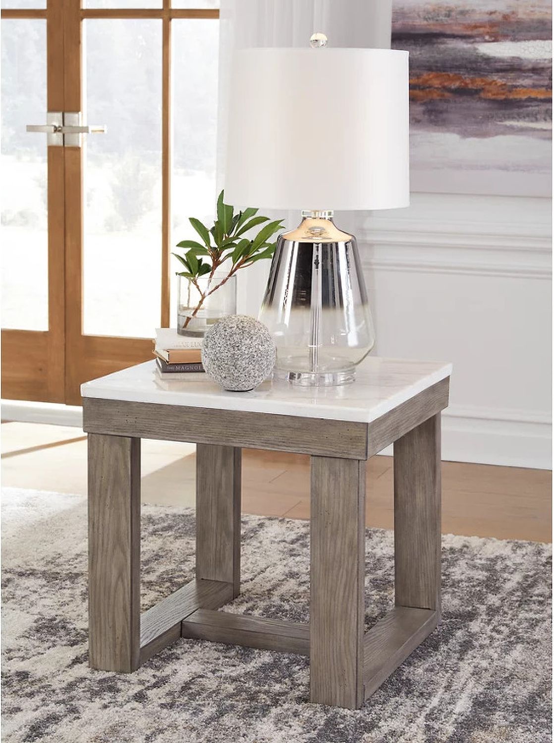 Loyaska Brown And Ivory Square End Table T7892