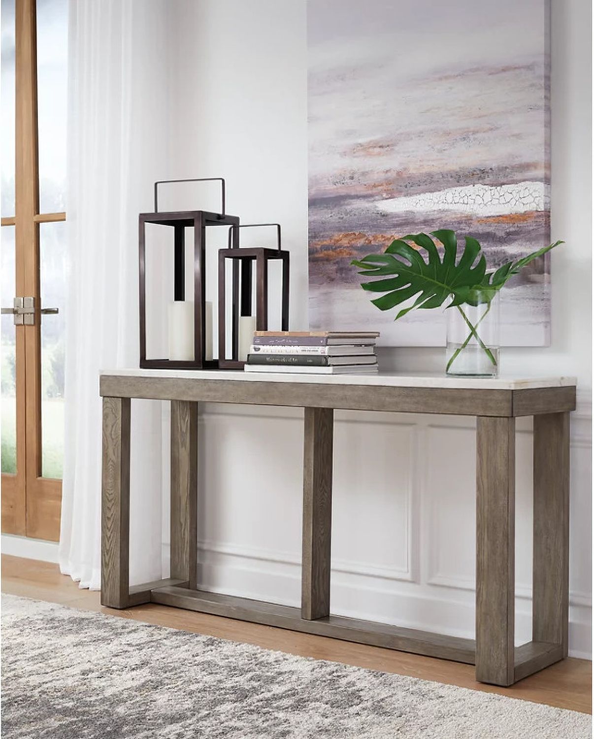 Loyaska Brown And Ivory Sofa Table T7894