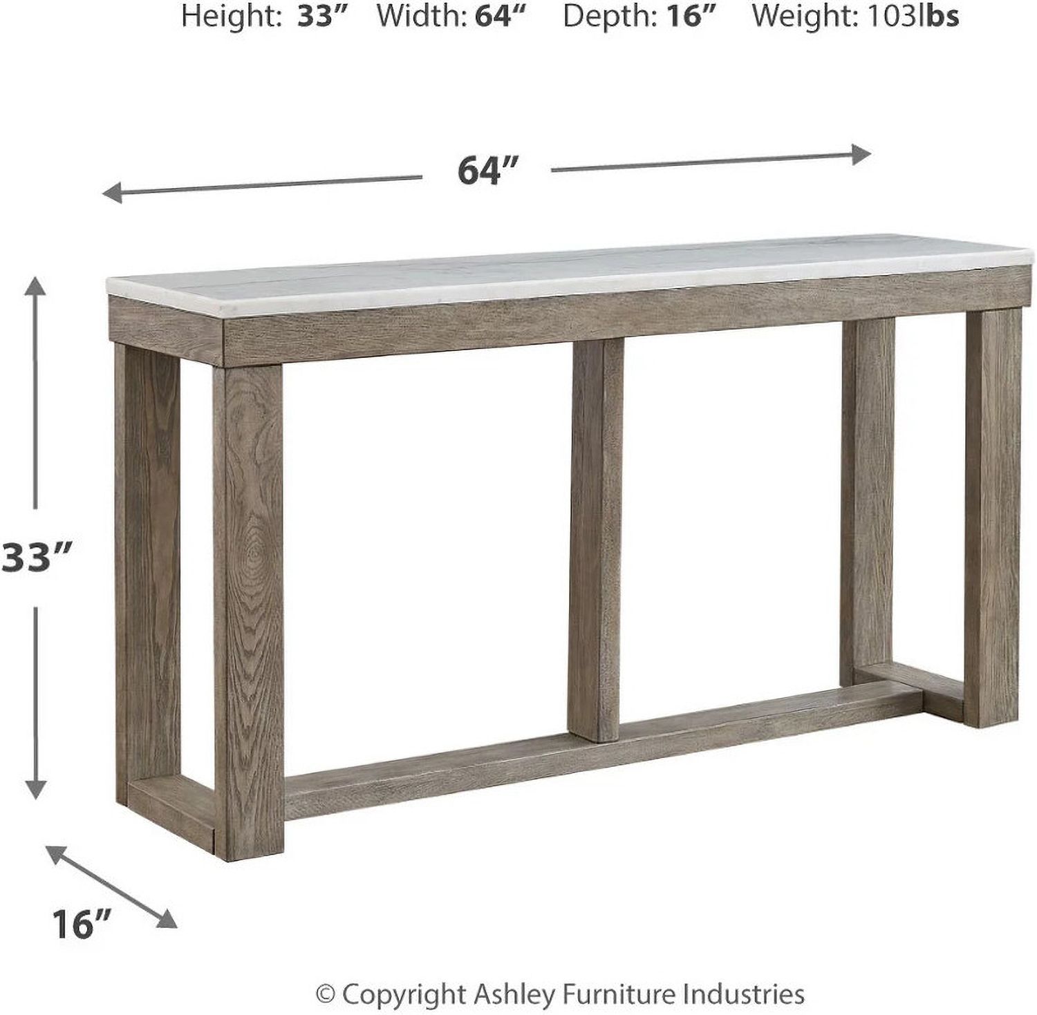 Loyaska Brown And Ivory Sofa Table T7894