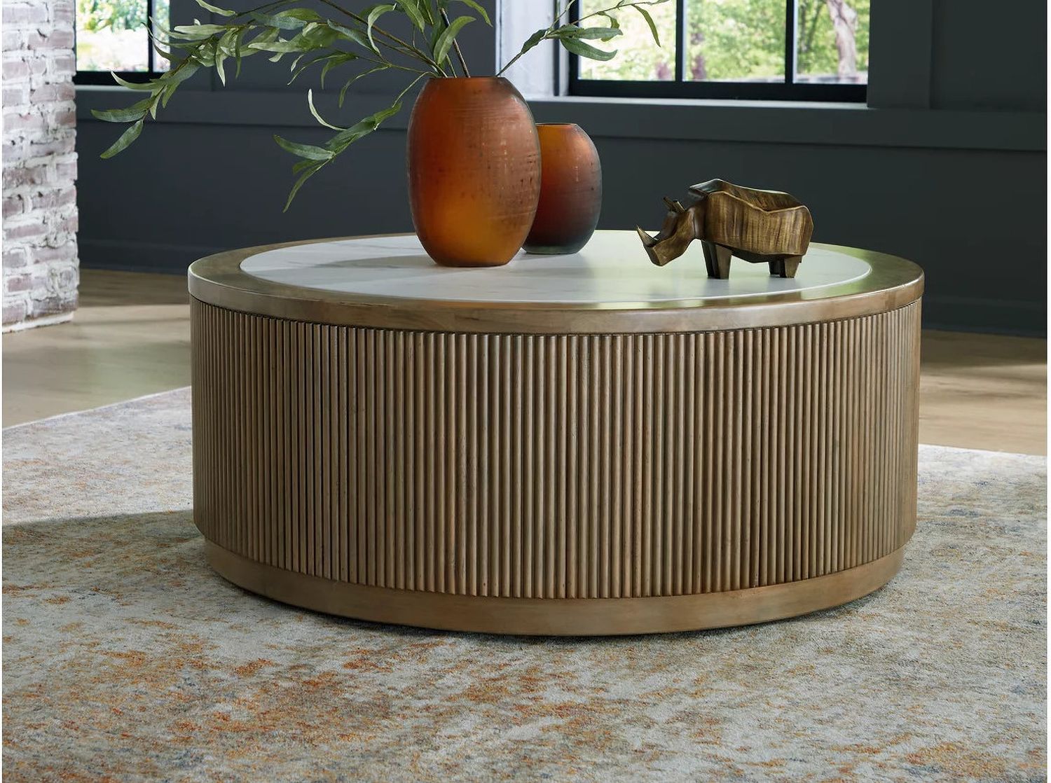 Camdill Coffee Table In Light Brown and White T8088