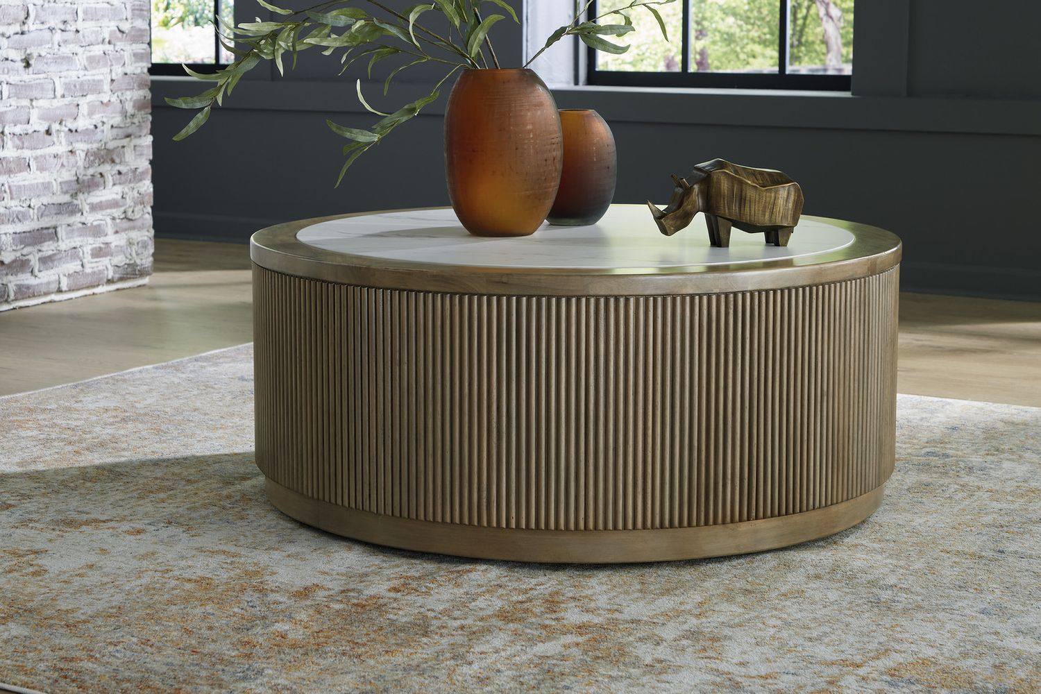 Camdill Coffee Table In Light Brown and White T8088
