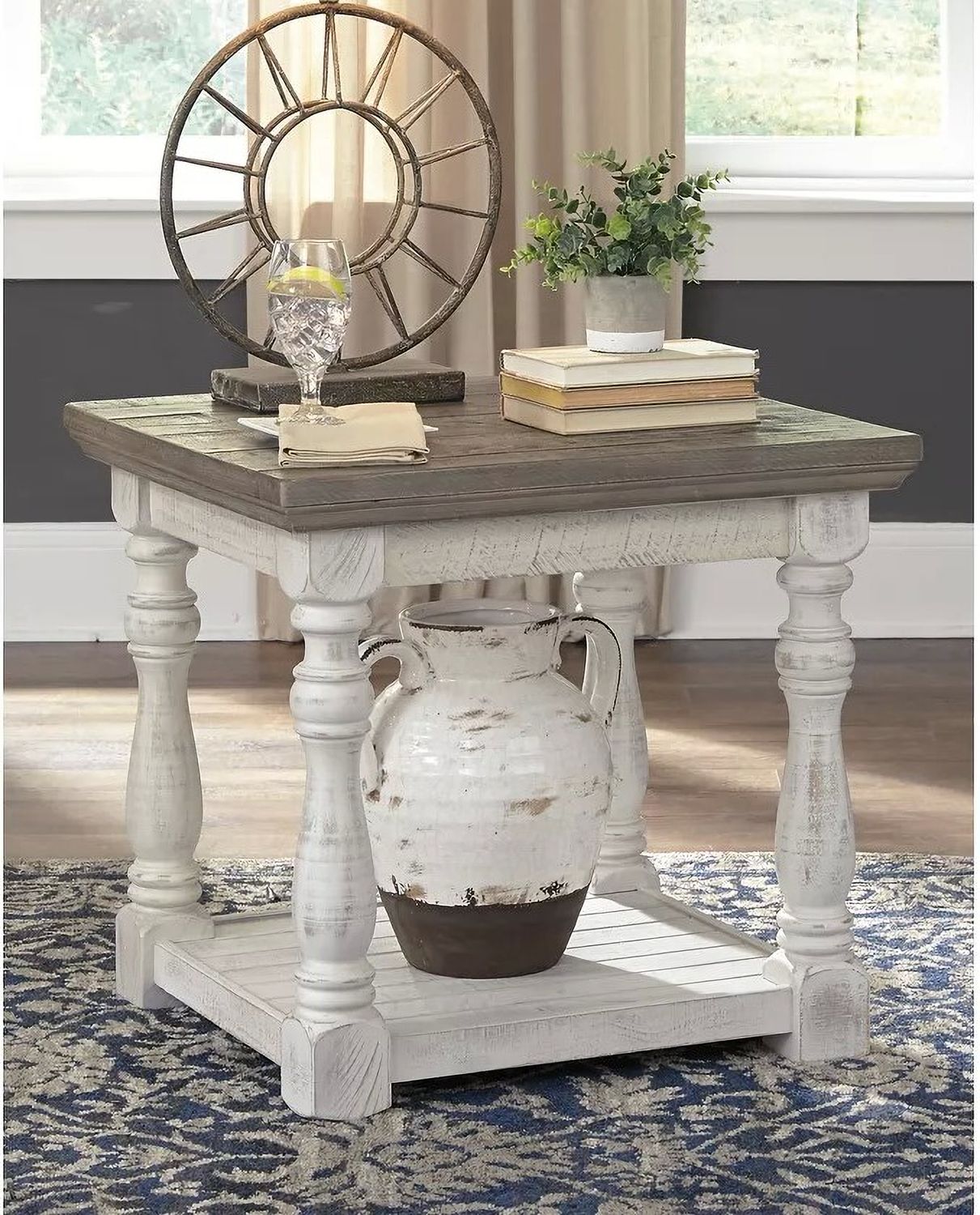 Havalance Gray and White End Table T8143