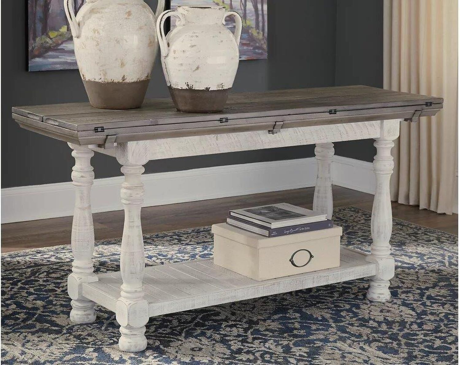 Havalance Gray and White Large Sofa Table T8144
