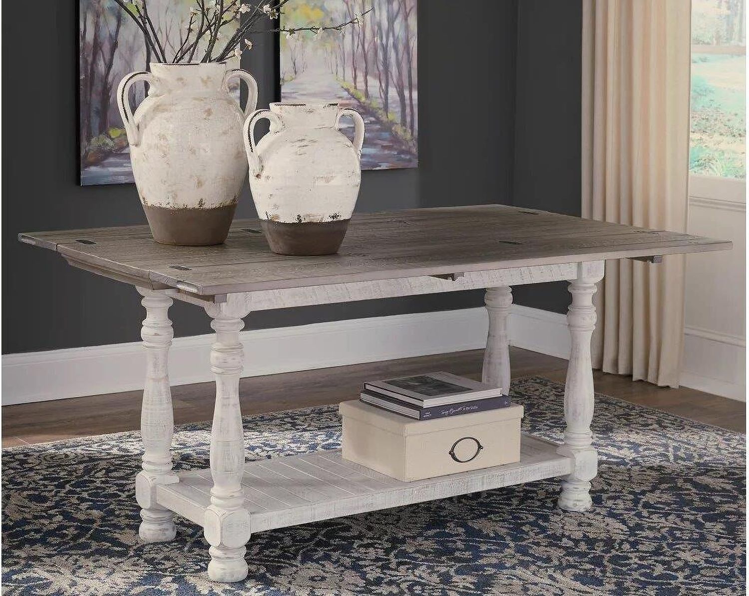 Havalance Gray and White Large Sofa Table T8144