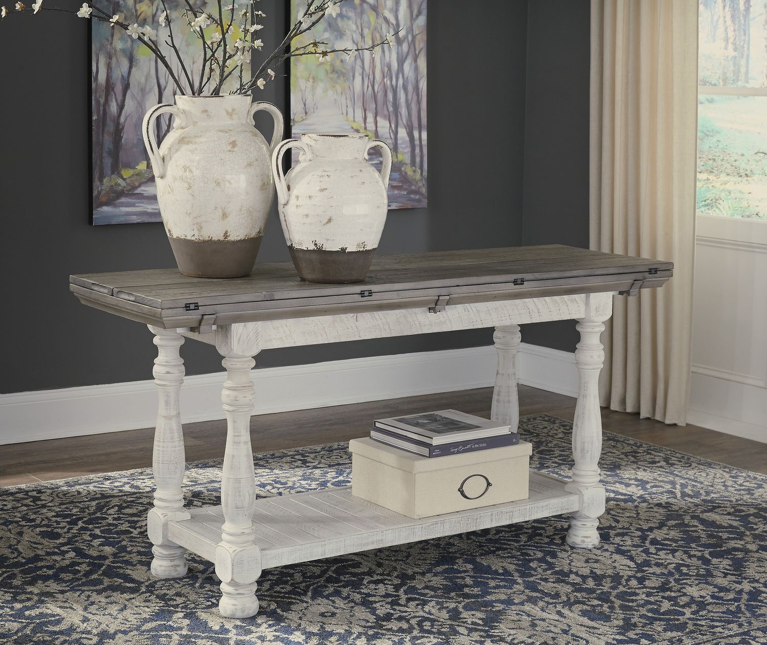 Havalance Gray and White Large Sofa Table T8144