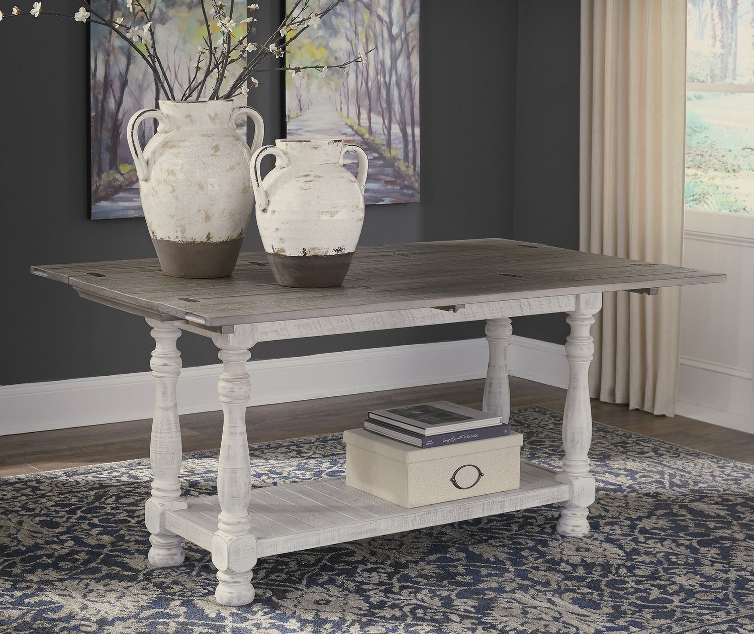 Havalance Gray and White Large Sofa Table T8144