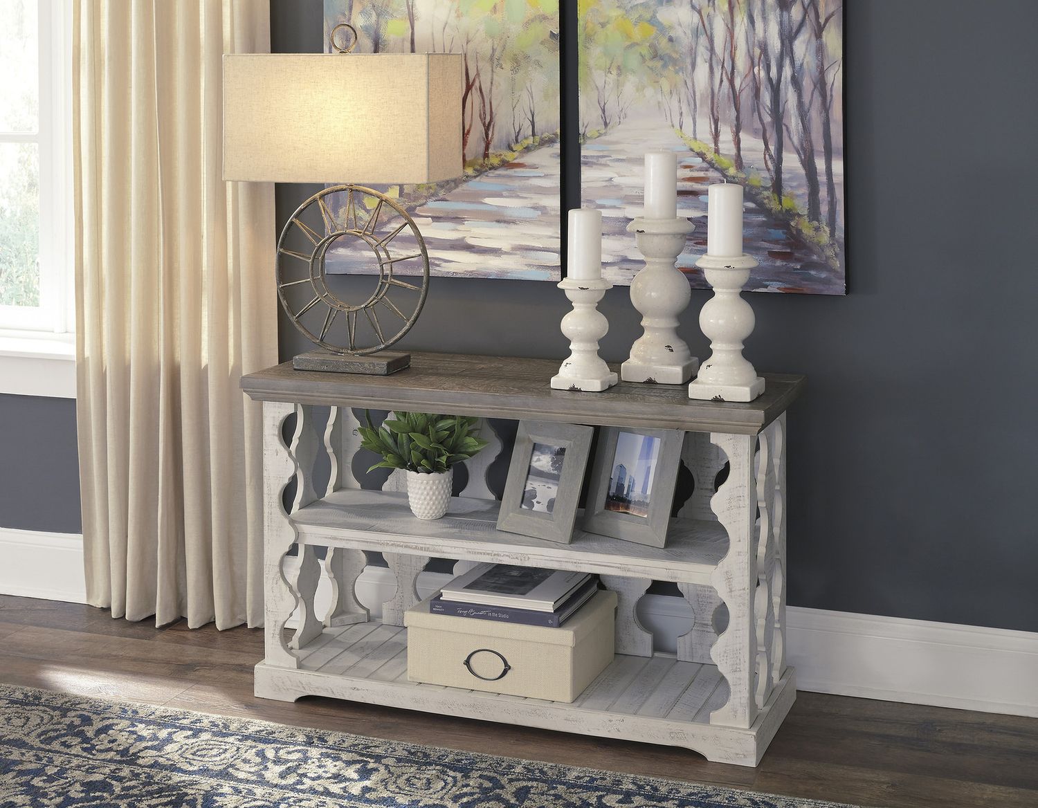 Havalance Gray and White Small Sofa Table T8145