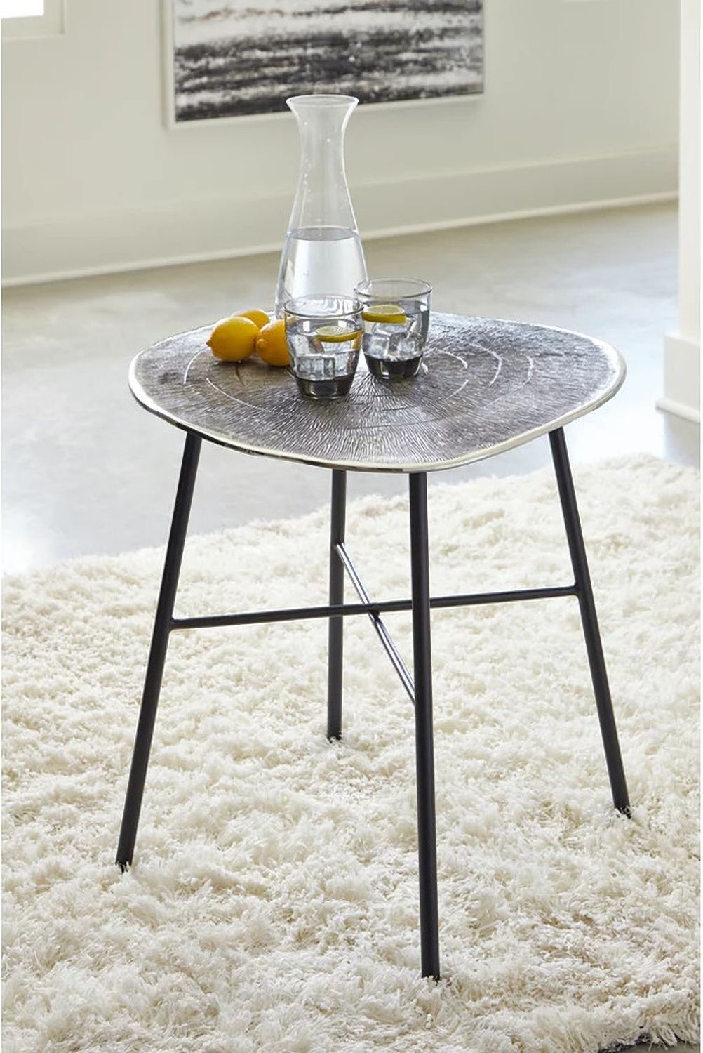 Laverford Black And Chrome Round End Table T8366