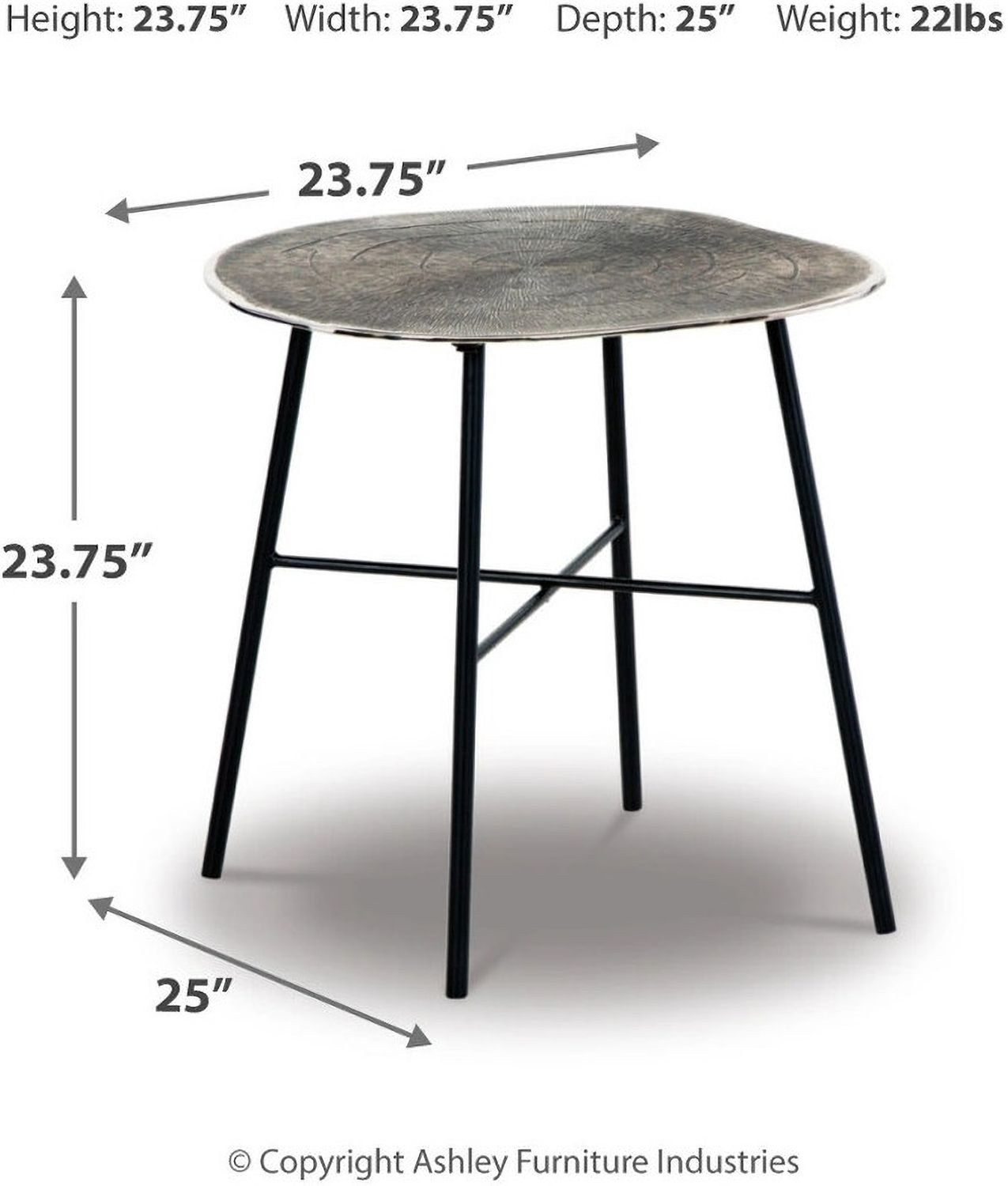Laverford Black And Chrome Round End Table T8366