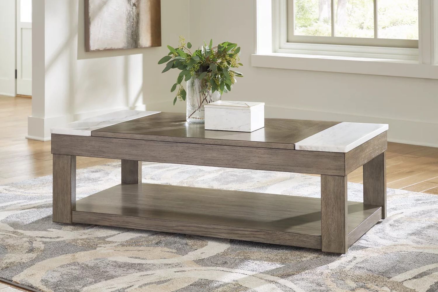 Loyaska Occasional Table Set In Grayish Brown and White T854T1