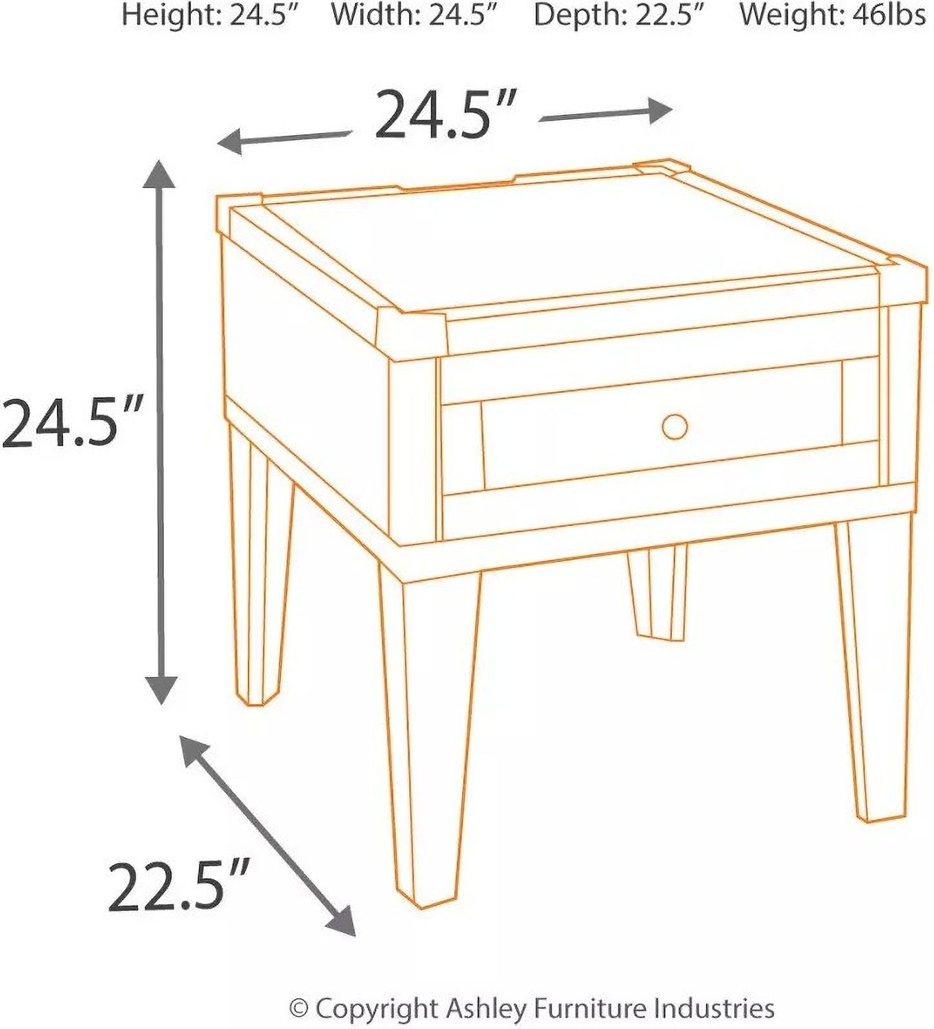 Todoe Dark Gray Rectangular End Table T9013