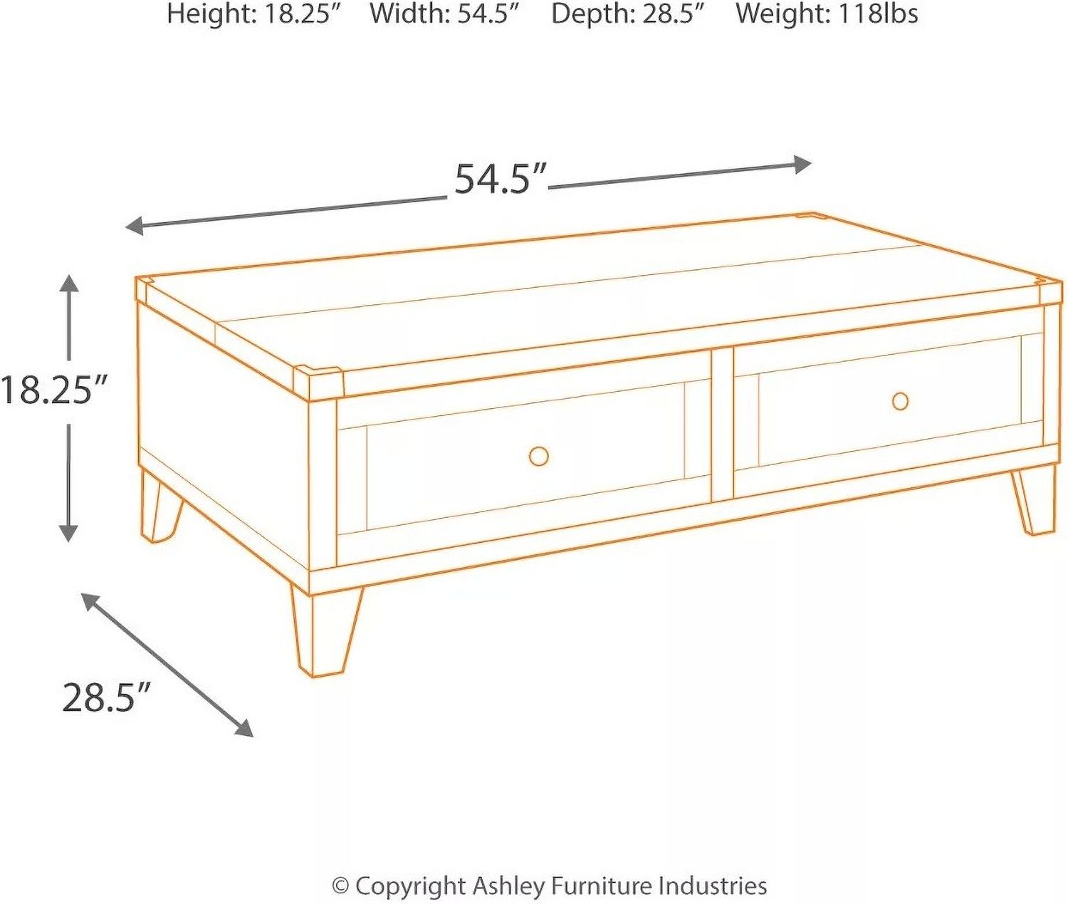 Todoe Dark Gray Lift Top Cocktail Table T9019
