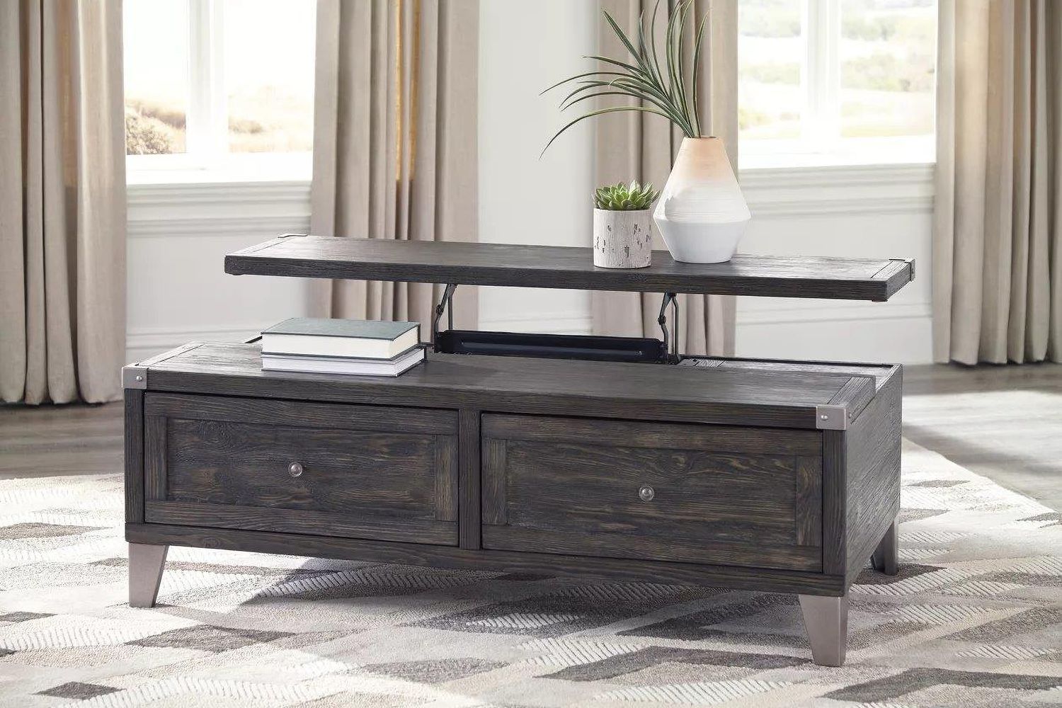 Todoe Dark Gray Lift Top Cocktail Table T9019
