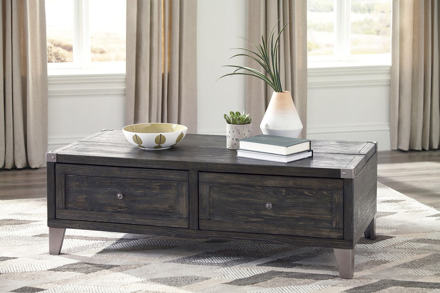Todoe Dark Gray Lift Top Cocktail Table T9019