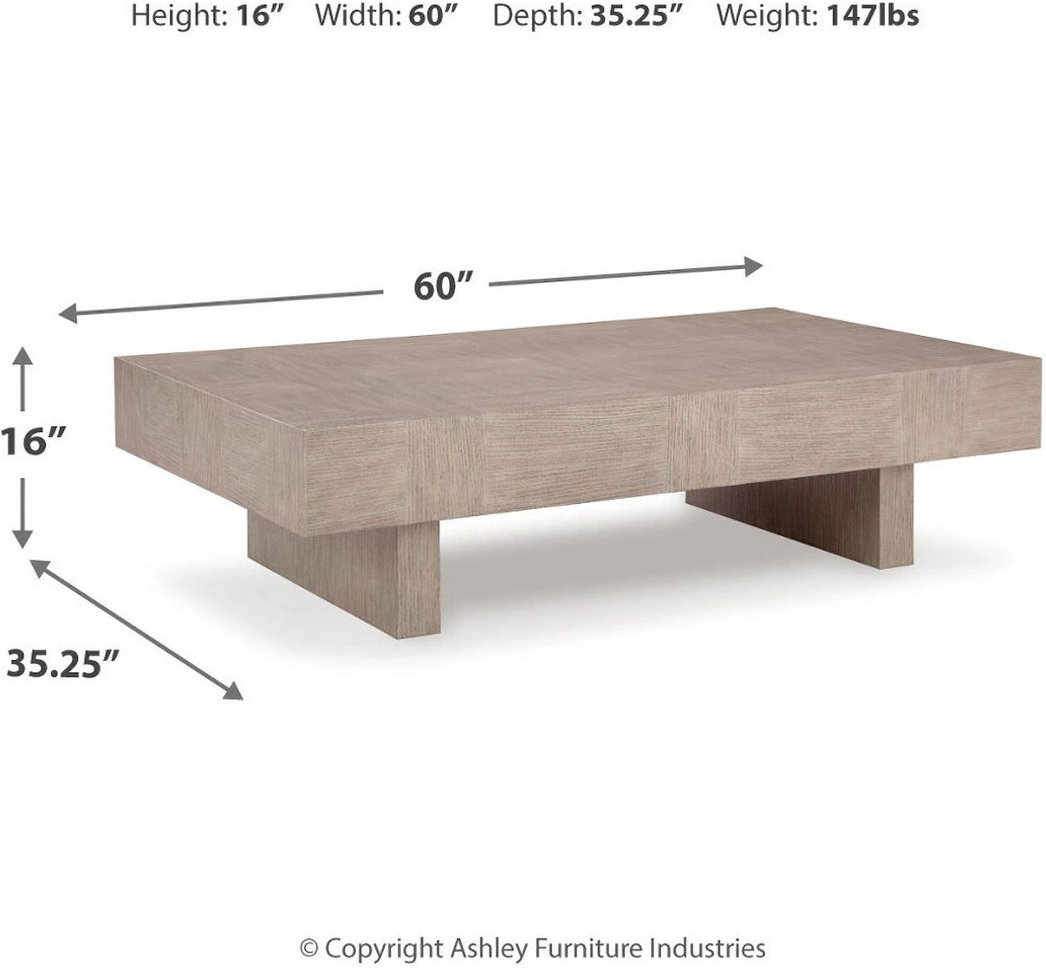 Jorlaina Coffee Table In Light Brown T9221