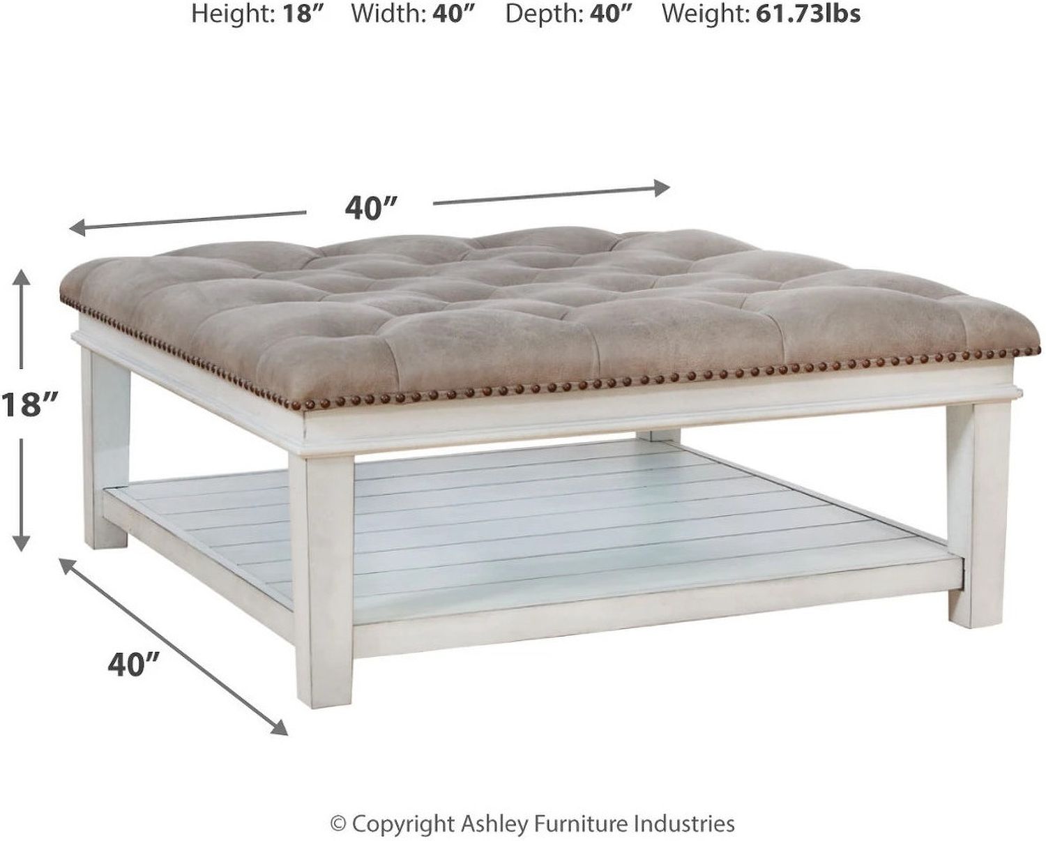 Kanwyn Whitewash Upholstered Coffee Table T93721
