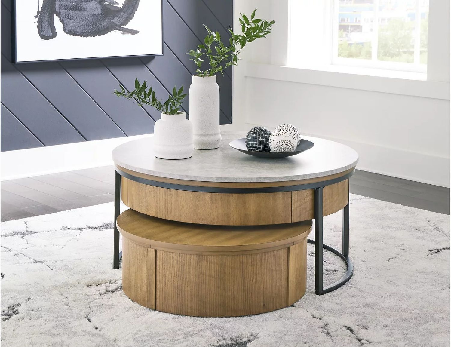 Fridley Gray/Brown/Black Nesting Cocktail Tables (2/Cn) T9648