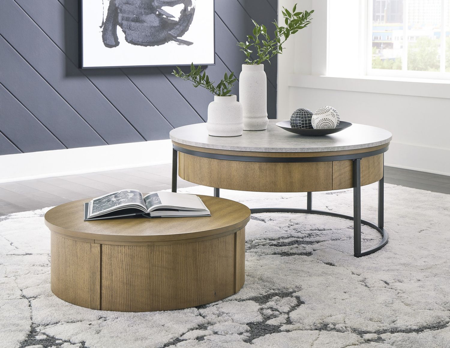 Fridley Gray/Brown/Black Nesting Cocktail Tables (2/Cn) T9648