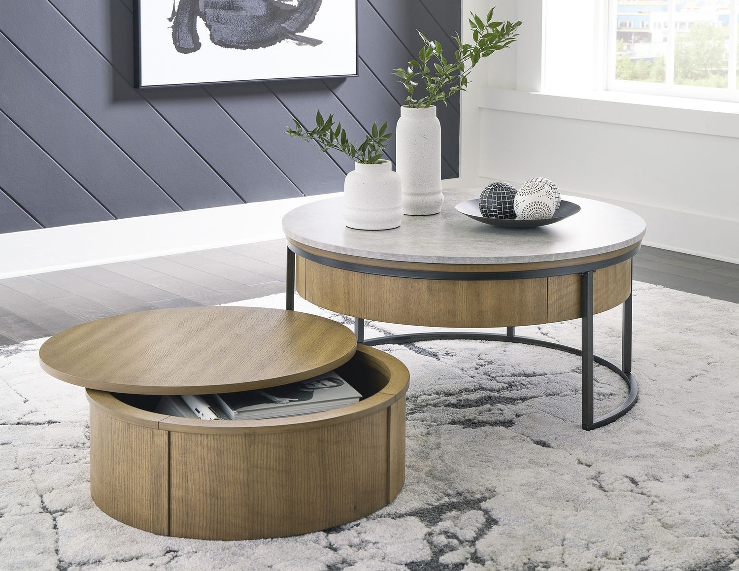 Fridley Gray/Brown/Black Nesting Cocktail Tables (2/Cn) T9648