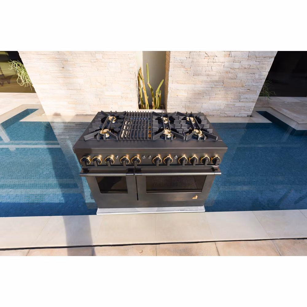 Smoke & Brass By 48" Dual-Fuel Professional-Style Range TANKMAN50
