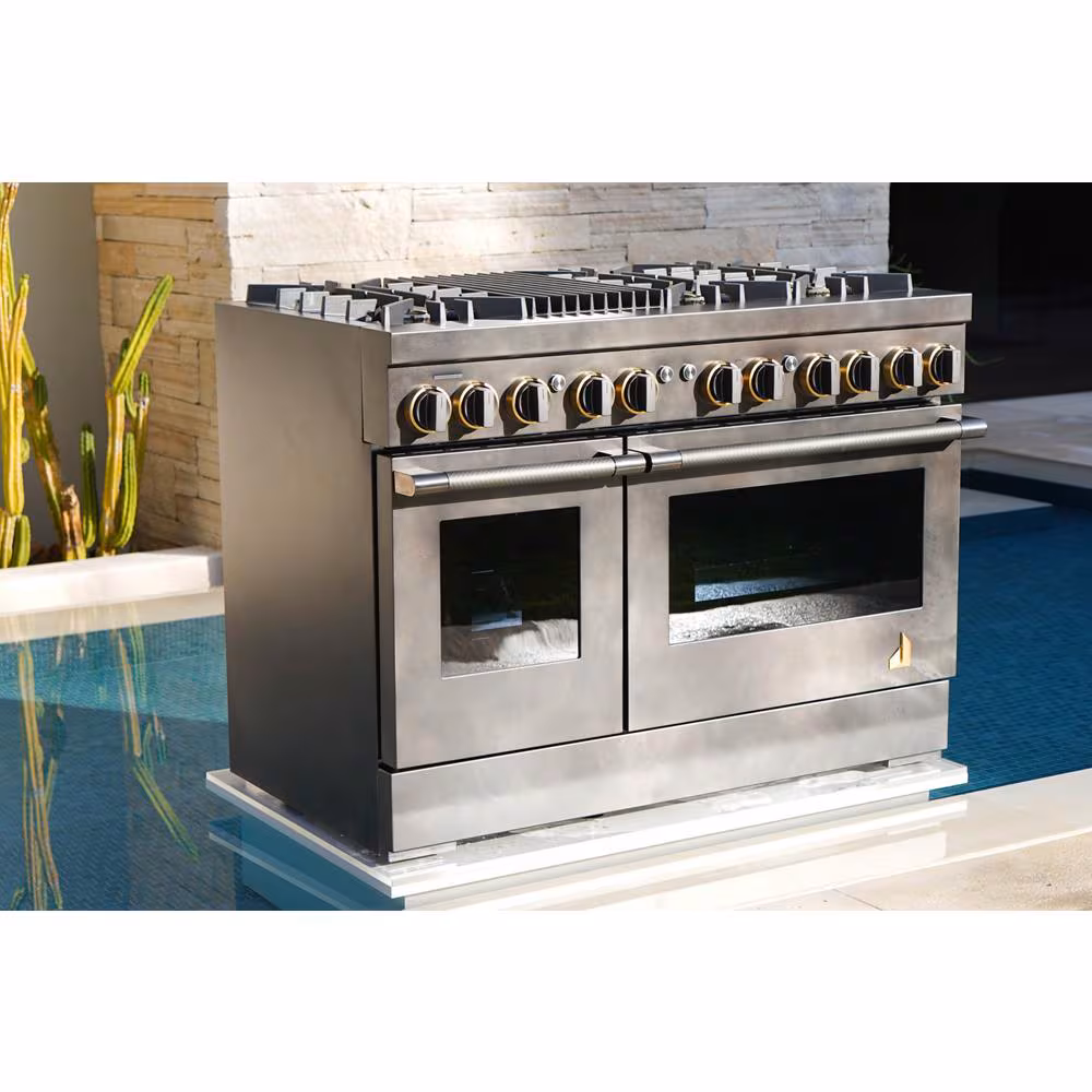 Smoke & Brass By 48" Dual-Fuel Professional-Style Range TANKMAN50