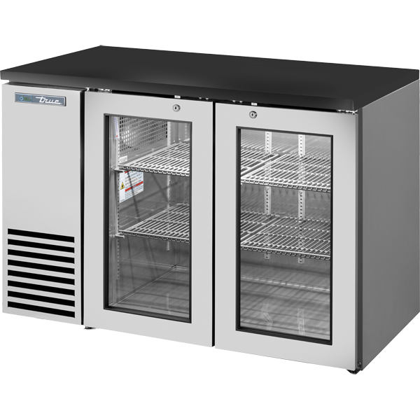 Glass Swing Door Back Bar 24″ Depth Single Zone Cooler with Black Sub Top and Stainless Exterior TBB24482GZ1BSTS1