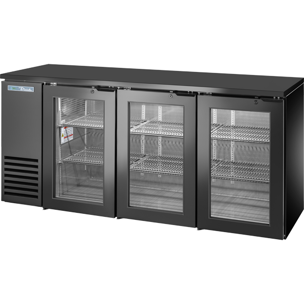 Glass Swing Door Back Bar 24″ Depth Single Zone Cooler with Black Sub Top and Black Exterior TBB24723GZ1BSTB1