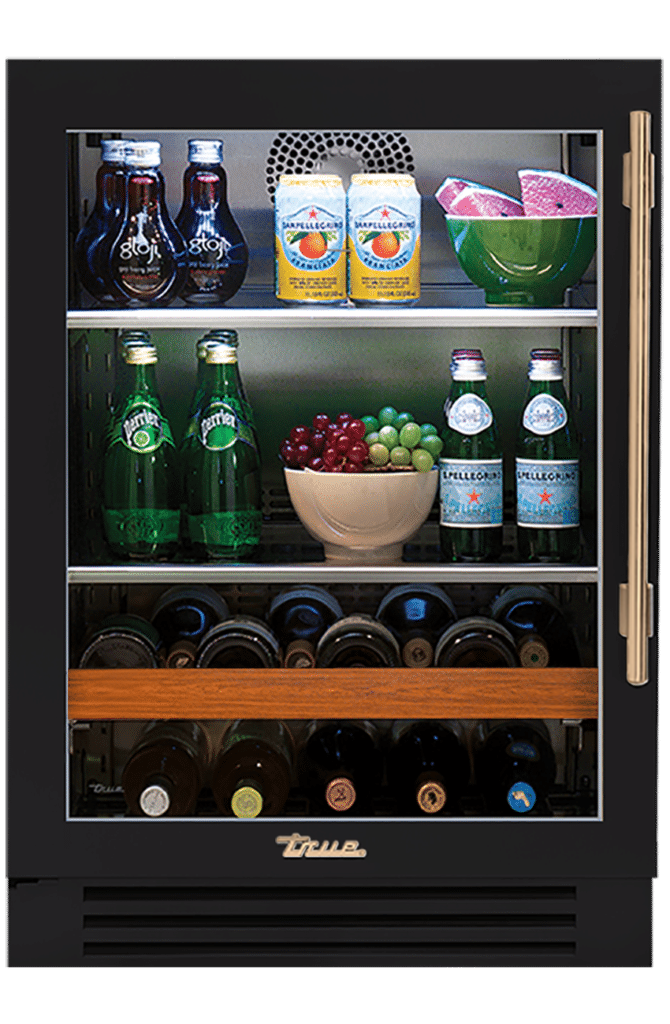 Undercounter Beverage Center, Left Hinged, Matte Black, Gold Hardware TBC24LOGCDSK027H08