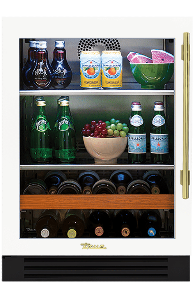 Undercounter Beverage Center, Left Hinged, Matte White, Brass Hardware TBC24LOGCDSK030H01