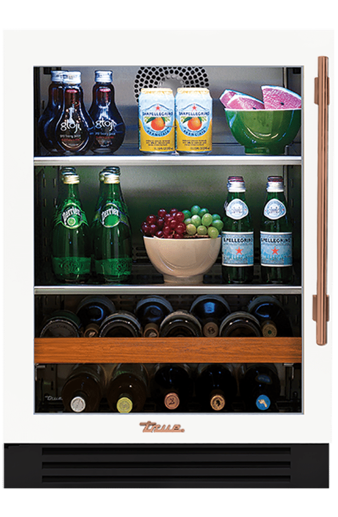 Undercounter Beverage Center, Left Hinged, Matte White, Copper Hardware TBC24LOGCDSK030H03