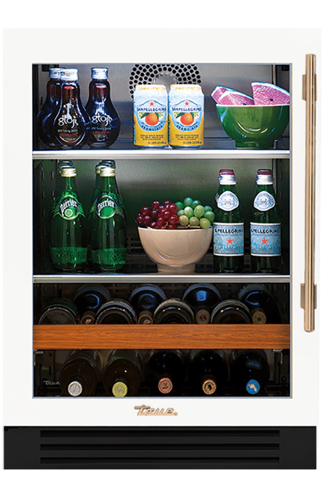 Undercounter Beverage Center, Left Hinged, Matte White, Gold Hardware TBC24LOGCDSK030H08