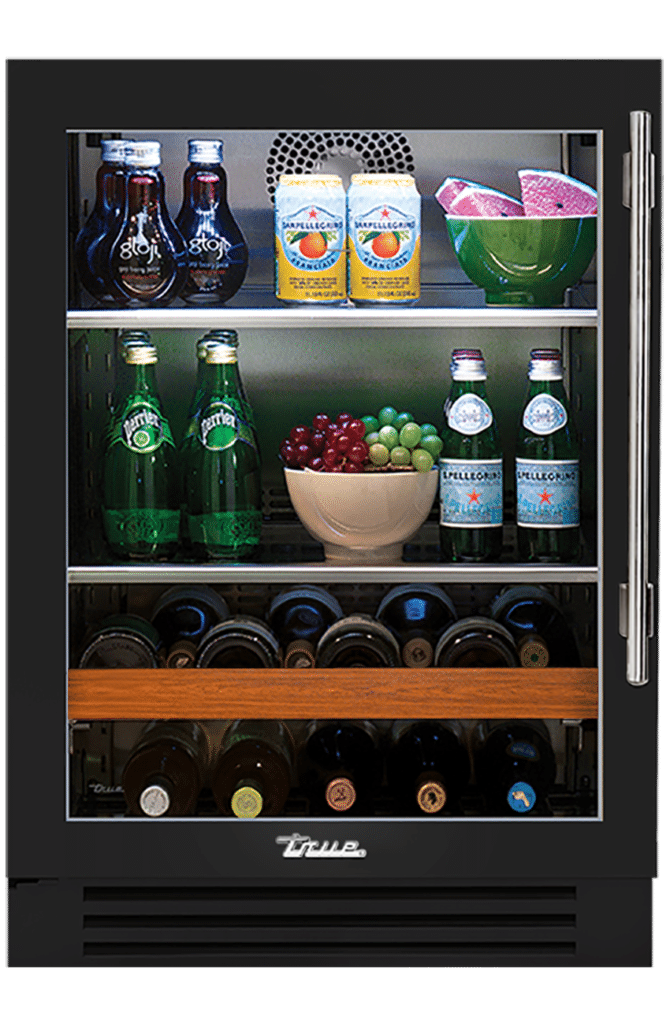 Undercounter Beverage Center, Left Hinged, Gloss Black, Chrome Hardware TBC24LOGCDSK044H02