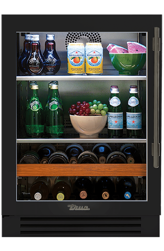 Undercounter Beverage Center, Left Hinged, Gloss Black, Pewter Hardware TBC24LOGCDSK044H05