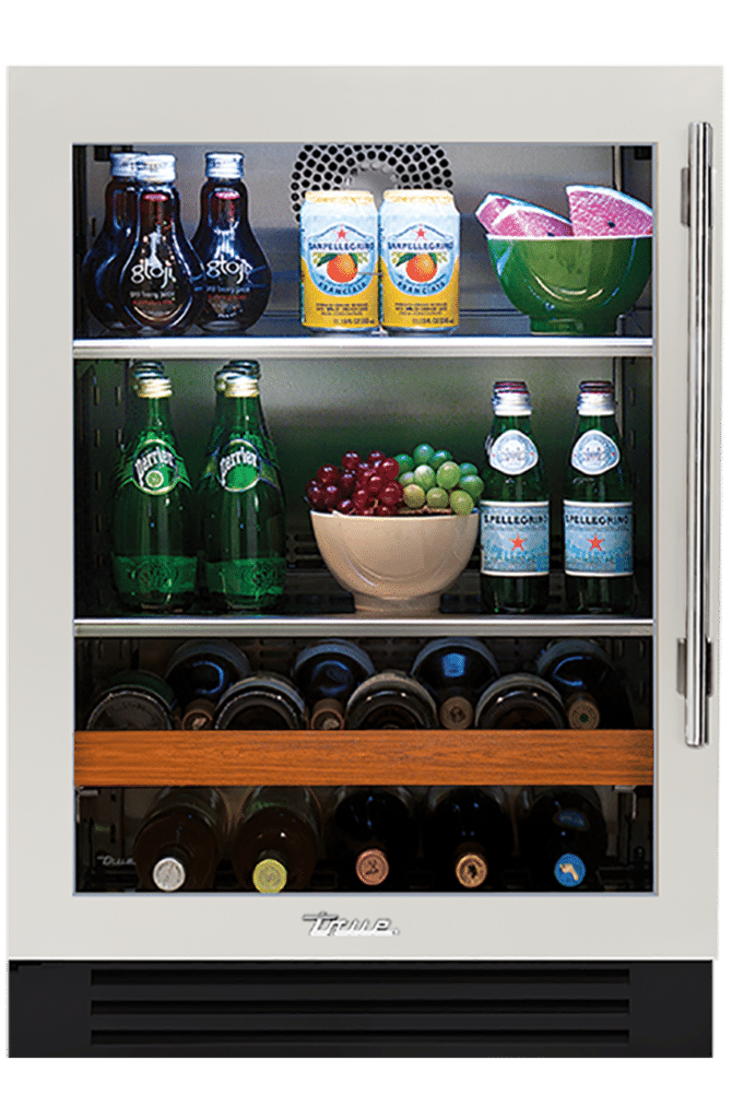 Undercounter Beverage Center, Left Hinged, Antique White, Chrome Hardware TBC24LOGCDSK050H02