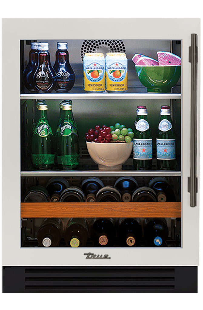 Undercounter Beverage Center, Left Hinged, Antique White, Pewter Hardware TBC24LOGCDSK050H05