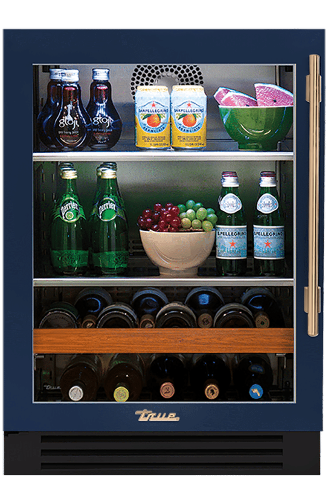 Undercounter Beverage Center, Left Hinged, Cobalt, Gold Hardware TBC24LOGCDSK078H08