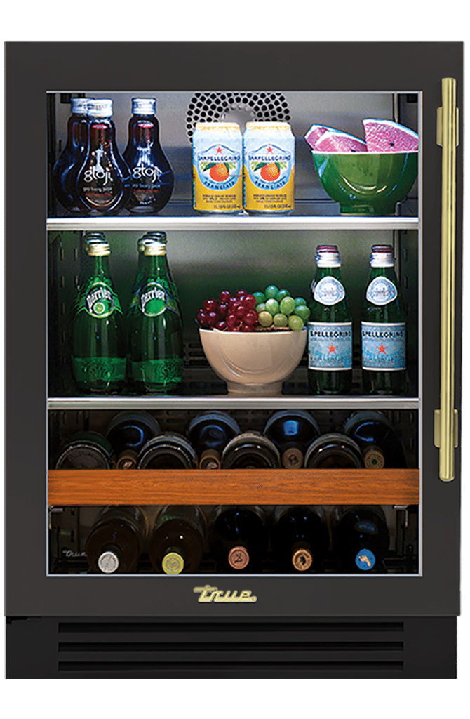 Undercounter Beverage Center, Left Hinged, Ultra Matte Black, Brass Hardware TBC24LOGCDSK085H01