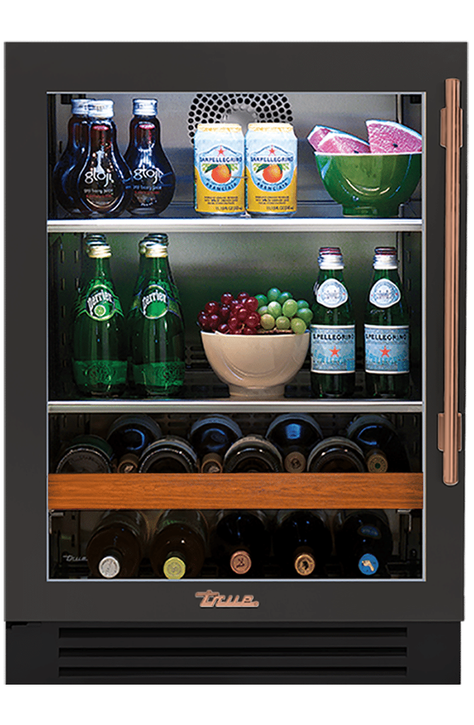 Undercounter Beverage Center, Left Hinged, Ultra Matte Black, Copper Hardware TBC24LOGCDSK085H03