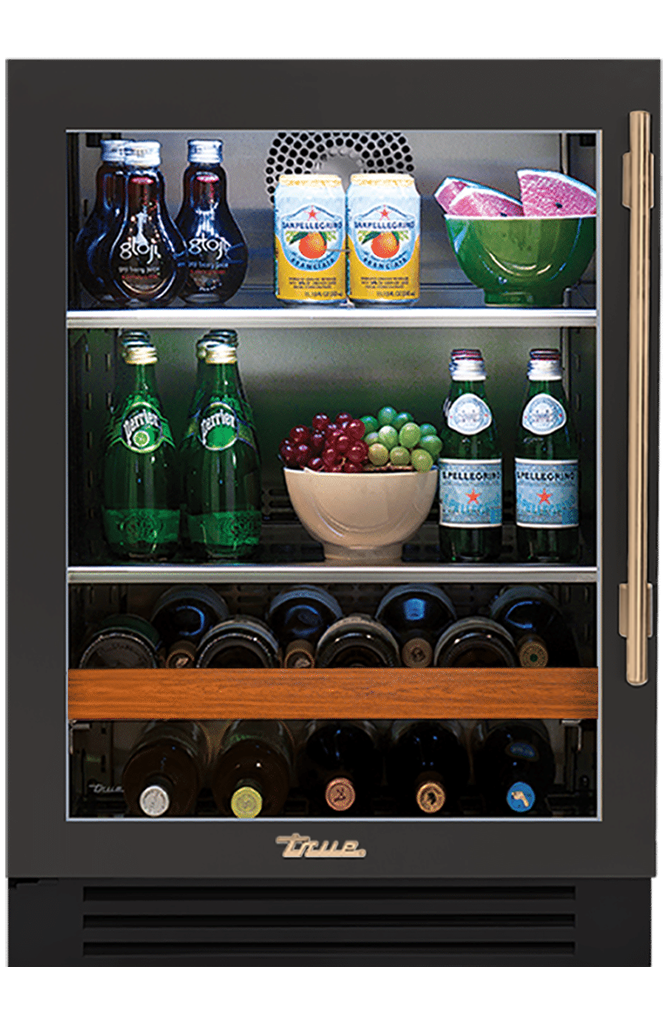 Undercounter Beverage Center, Left Hinged, Ultra Matte Black, Gold Hardware TBC24LOGCDSK085H08