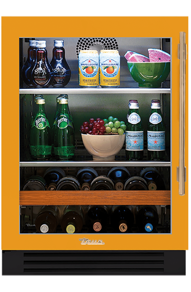 Undercounter Beverage Center, Left Hinged, Saffron, Gold Hardware TBC24LOGCDSK103H08