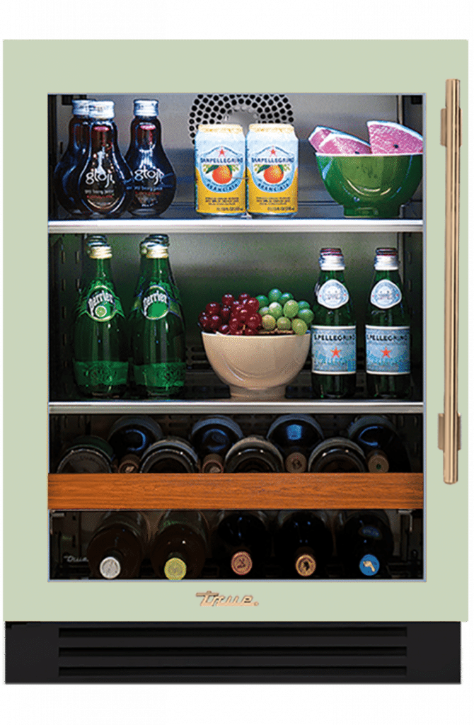 Undercounter Beverage Center, Left Hinged, Sage, Gold Hardware TBC24LOGCDSK129H08