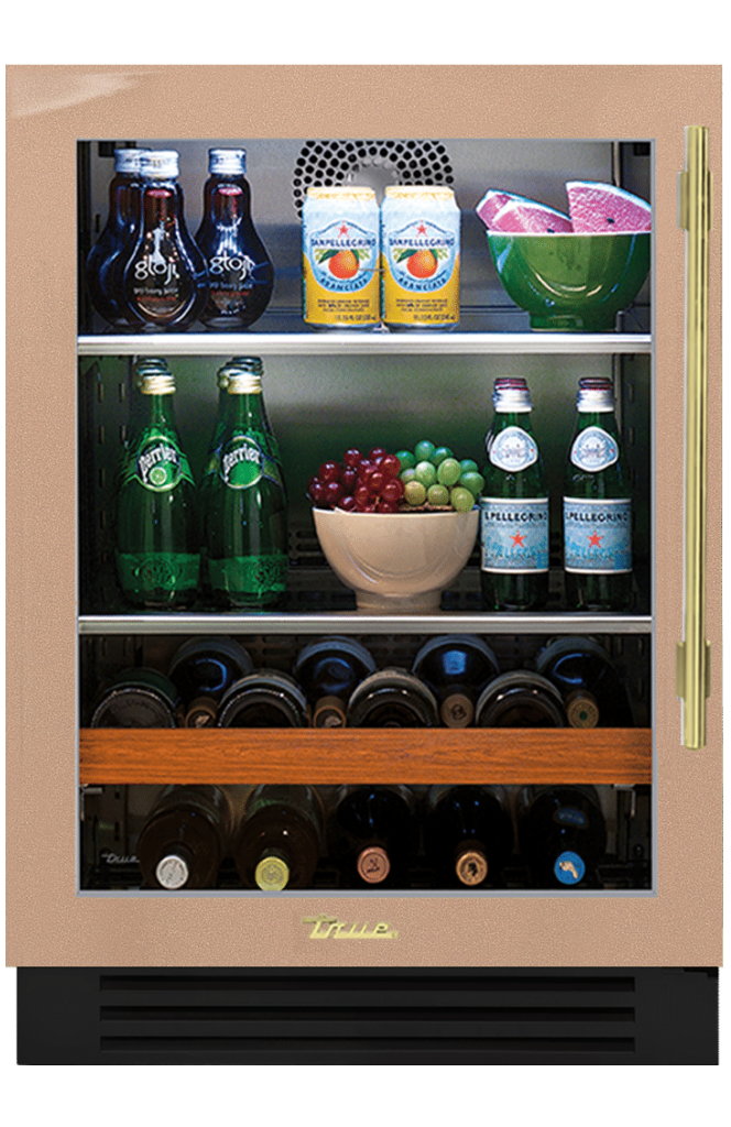 Undercounter Beverage Center, Left Hinged, Champagne, Brass Hardware TBC24LOGCDSK179H01
